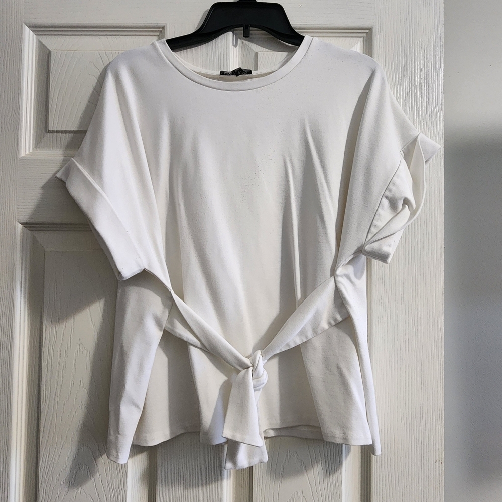 White, cotton short sleeve shirt by Express
